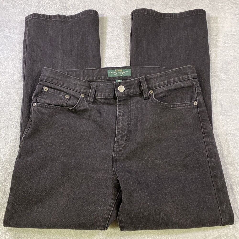 LRL Lauren Jeans Co. Women's Size 8 Black Classic Straight Stretch Denim Jeans